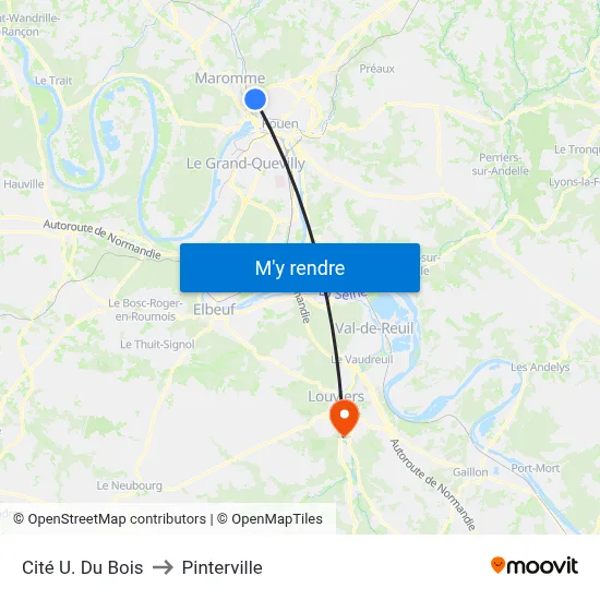 Cité U. Du Bois to Pinterville map