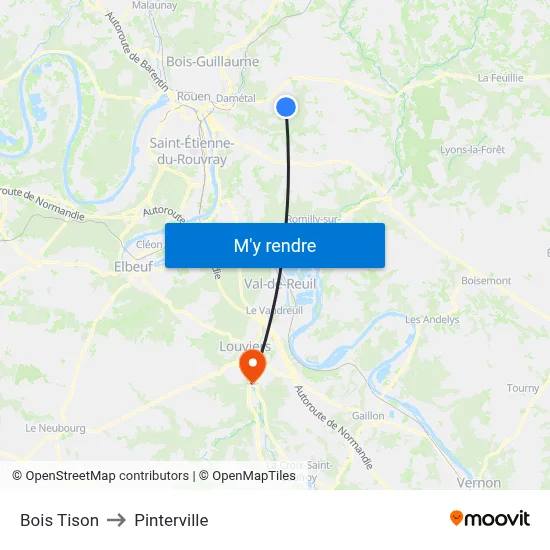 Bois Tison to Pinterville map