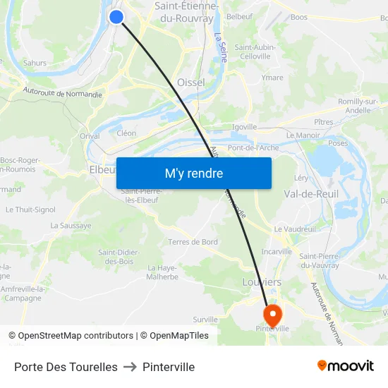 Porte Des Tourelles to Pinterville map