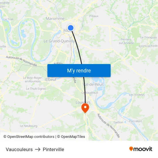 Vaucouleurs to Pinterville map