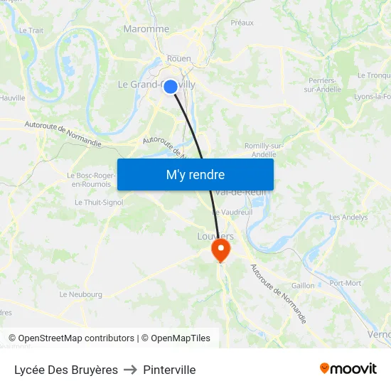 Lycée Des Bruyères to Pinterville map