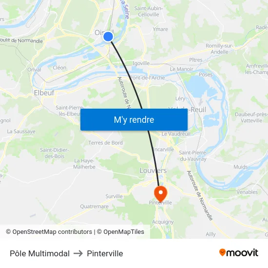 Pôle Multimodal to Pinterville map