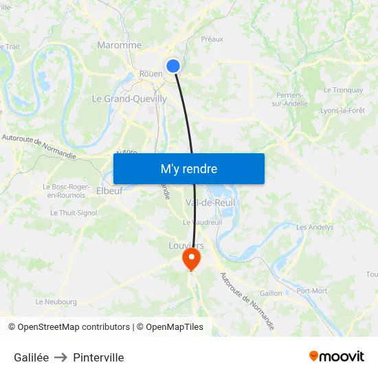 Galilée to Pinterville map