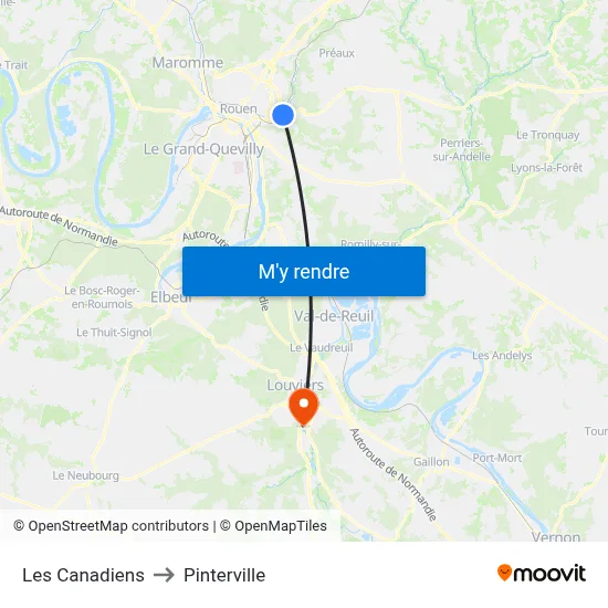 Les Canadiens to Pinterville map