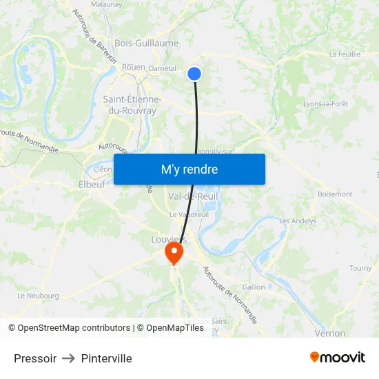 Pressoir to Pinterville map