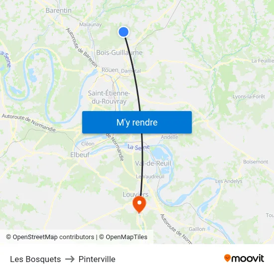 Les Bosquets to Pinterville map