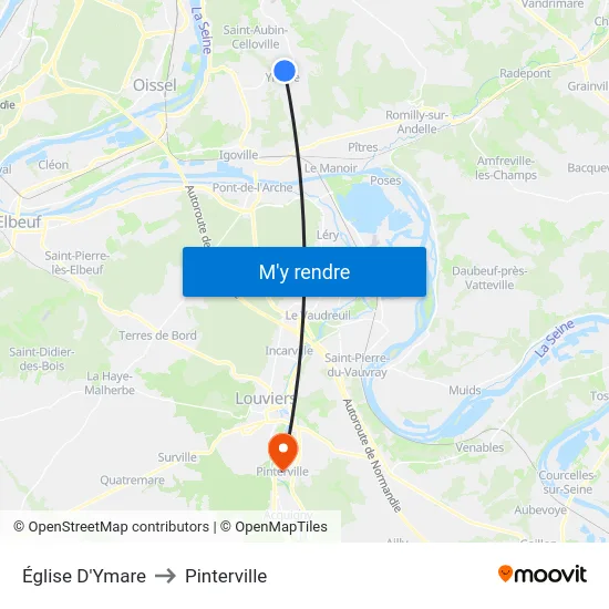 Église D'Ymare to Pinterville map