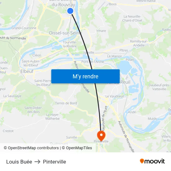 Louis Buée to Pinterville map