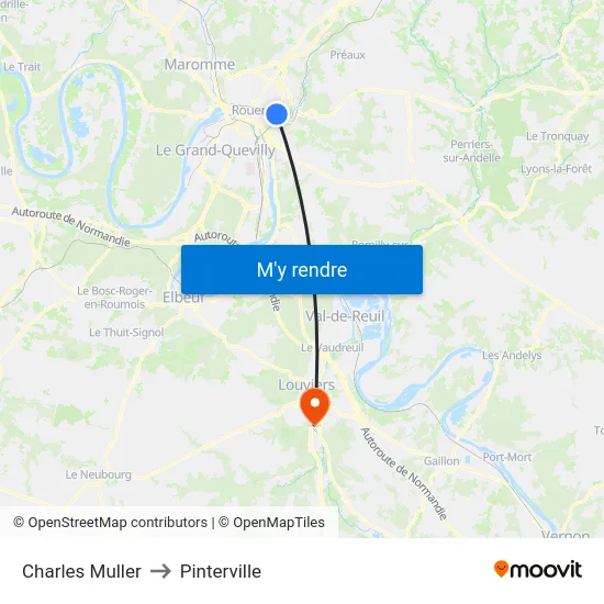 Charles Muller to Pinterville map