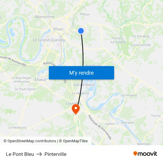 Le Pont Bleu to Pinterville map