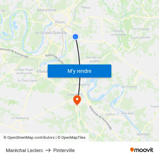 Maréchal Leclerc to Pinterville map