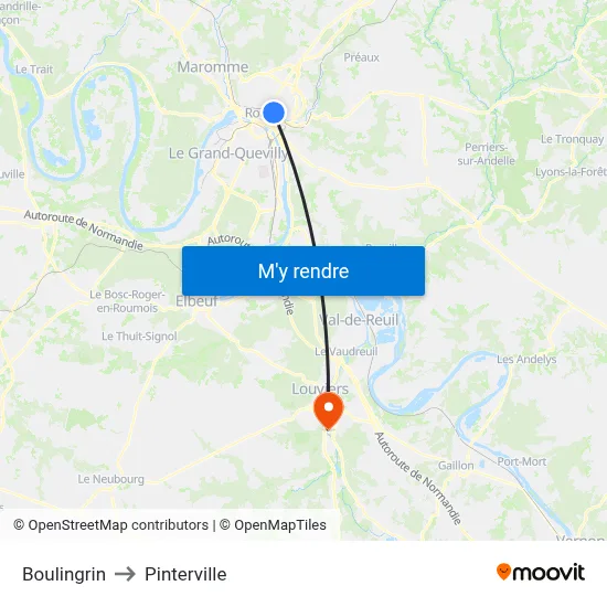 Boulingrin to Pinterville map