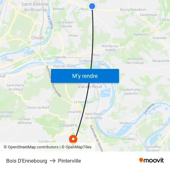 Bois D'Ennebourg to Pinterville map