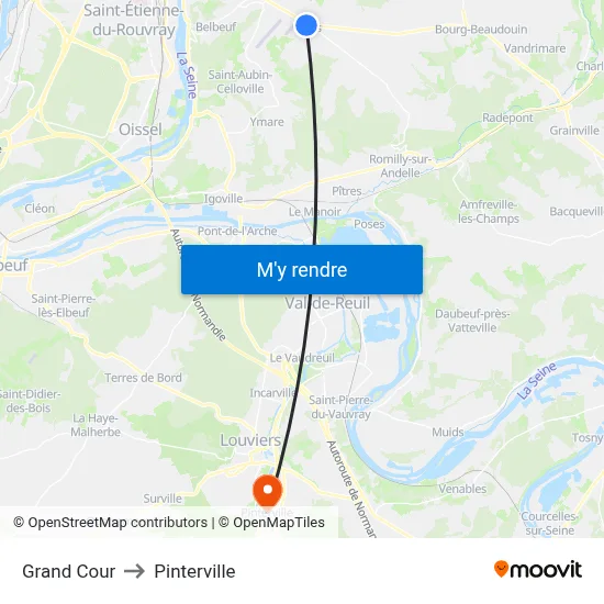 Grand Cour to Pinterville map