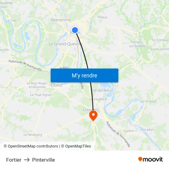 Fortier to Pinterville map
