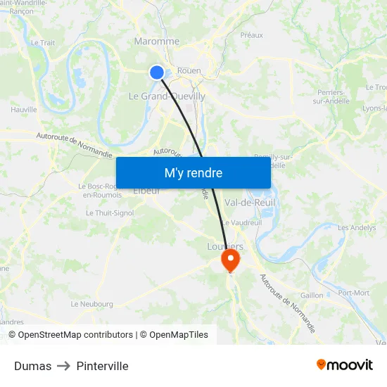 Dumas to Pinterville map