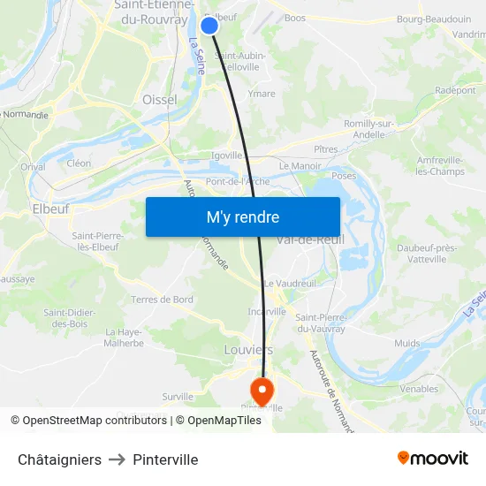 Châtaigniers to Pinterville map