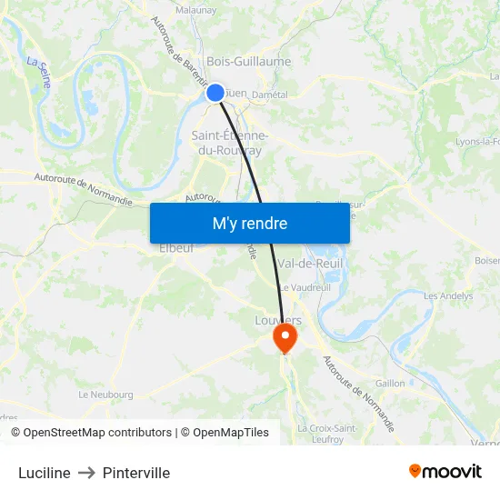 Luciline to Pinterville map