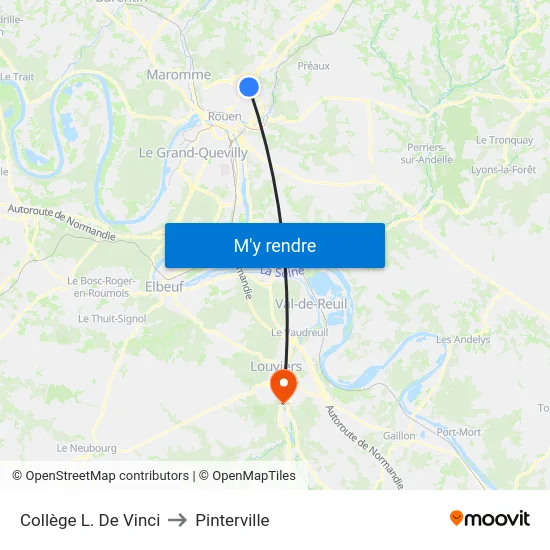 Collège L. De Vinci to Pinterville map