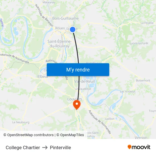 College Chartier to Pinterville map