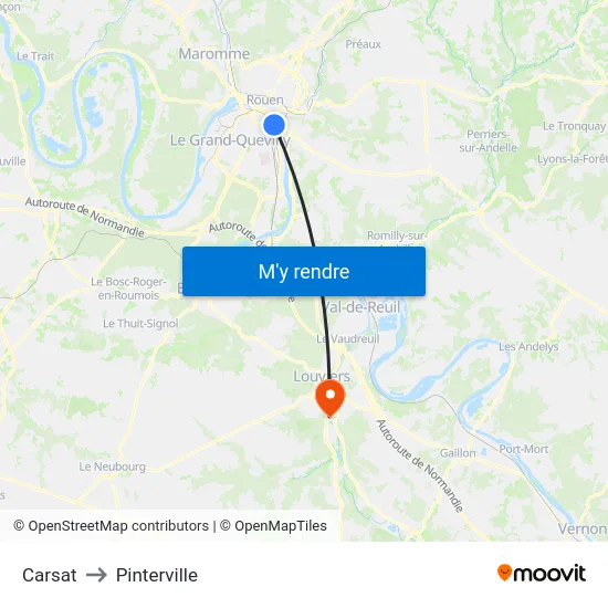 Carsat to Pinterville map