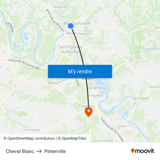 Cheval Blanc to Pinterville map