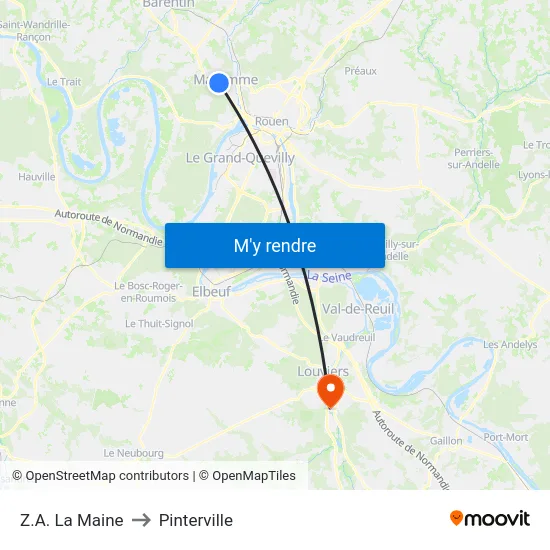 Z.A. La Maine to Pinterville map