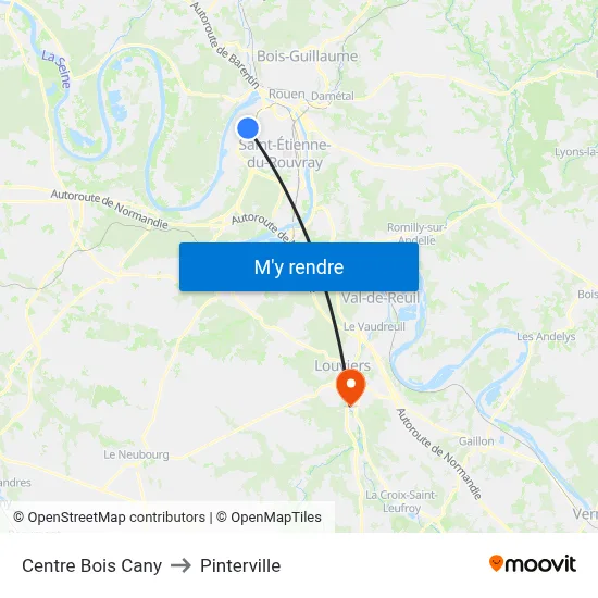 Centre Bois Cany to Pinterville map