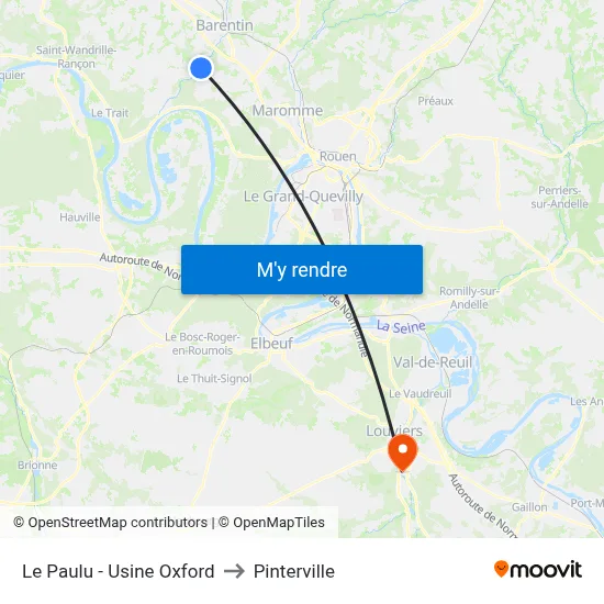Le Paulu - Usine Oxford to Pinterville map