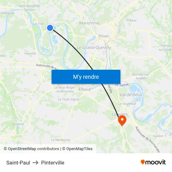 Saint-Paul to Pinterville map