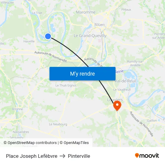 Place Joseph Lefèbvre to Pinterville map
