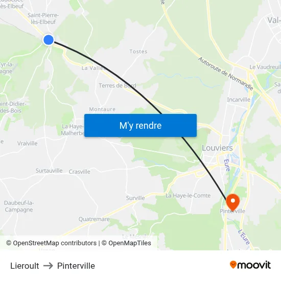 Lieroult to Pinterville map