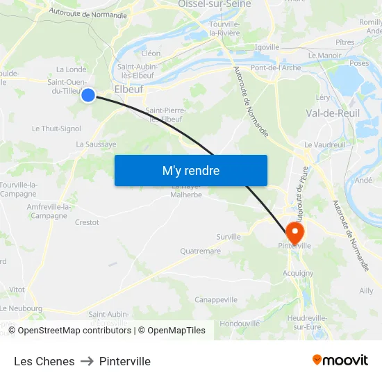 Les Chenes to Pinterville map
