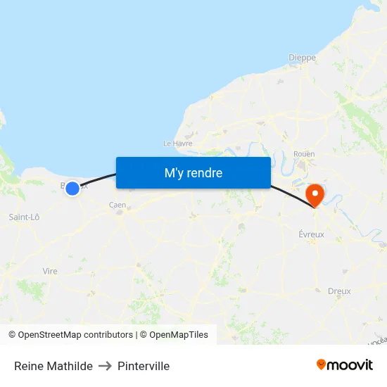 Reine Mathilde to Pinterville map
