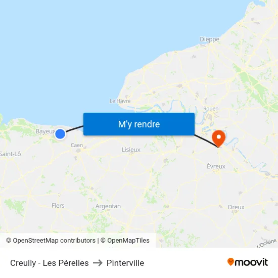 Creully - Les Pérelles to Pinterville map
