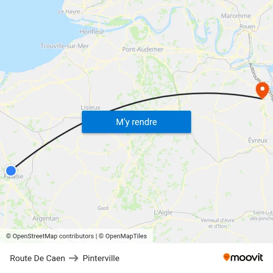 Route De Caen to Pinterville map