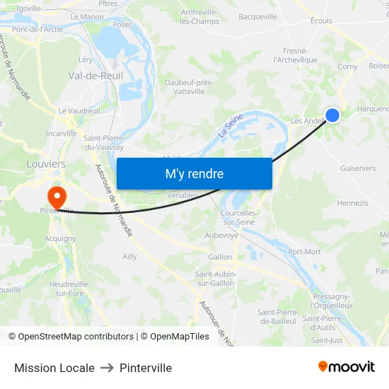 Mission Locale to Pinterville map