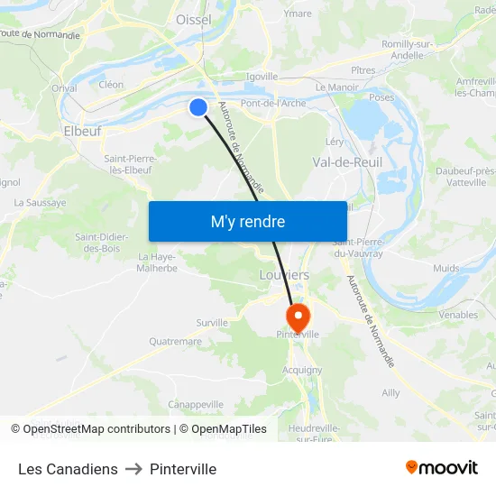 Les Canadiens to Pinterville map