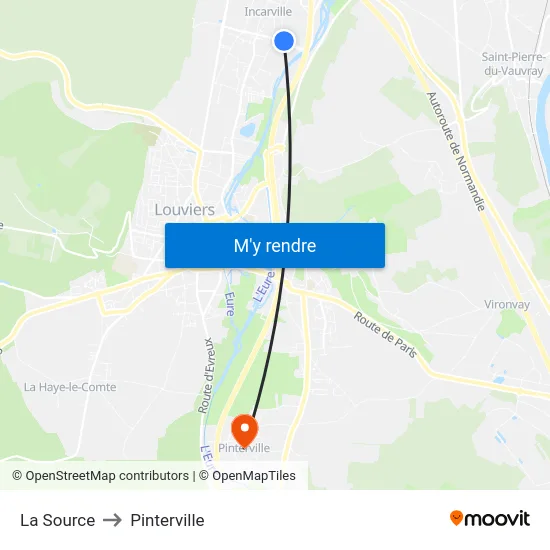 La Source to Pinterville map