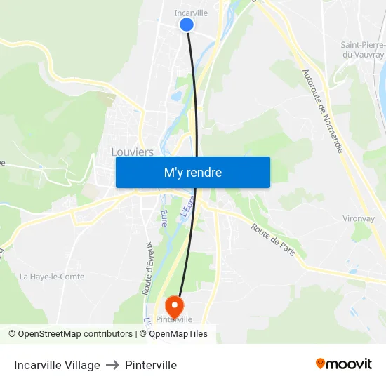 Incarville Village to Pinterville map