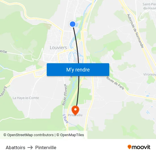 Abattoirs to Pinterville map