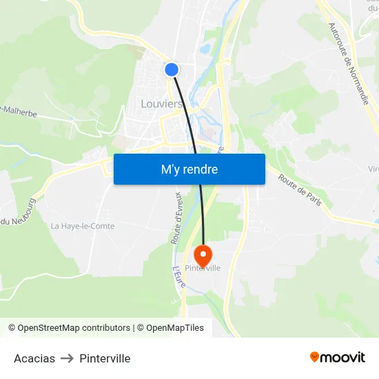 Acacias to Pinterville map