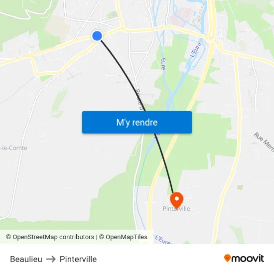 Beaulieu to Pinterville map