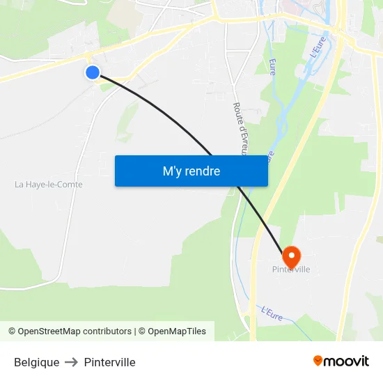 Belgique to Pinterville map