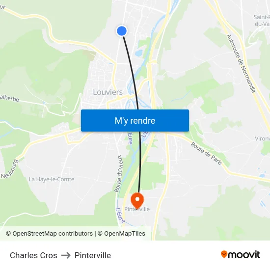 Charles Cros to Pinterville map