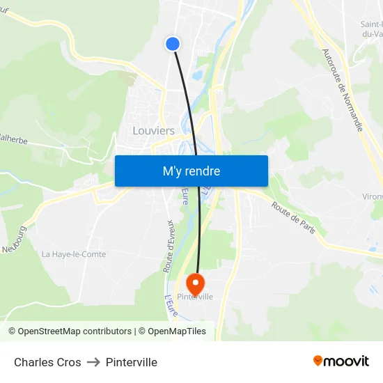Charles Cros to Pinterville map