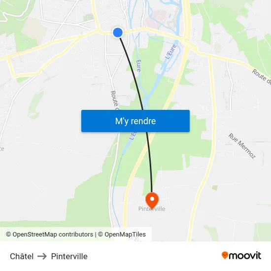 Châtel to Pinterville map