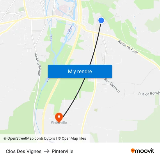 Clos Des Vignes to Pinterville map