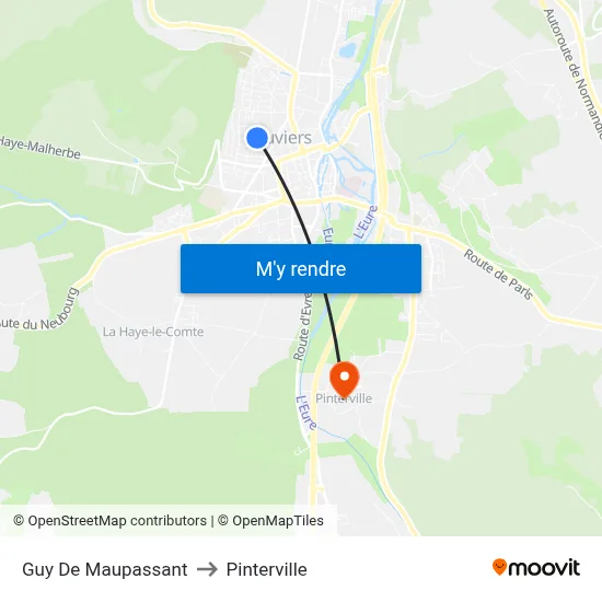 Guy De Maupassant to Pinterville map
