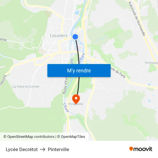 Lycée Decrétot to Pinterville map